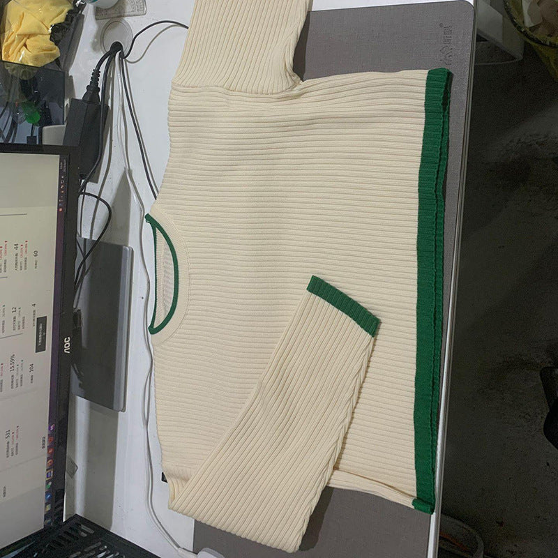 Winter Idle Style Contrast Color Suit Female Autumn And Winter Knitting