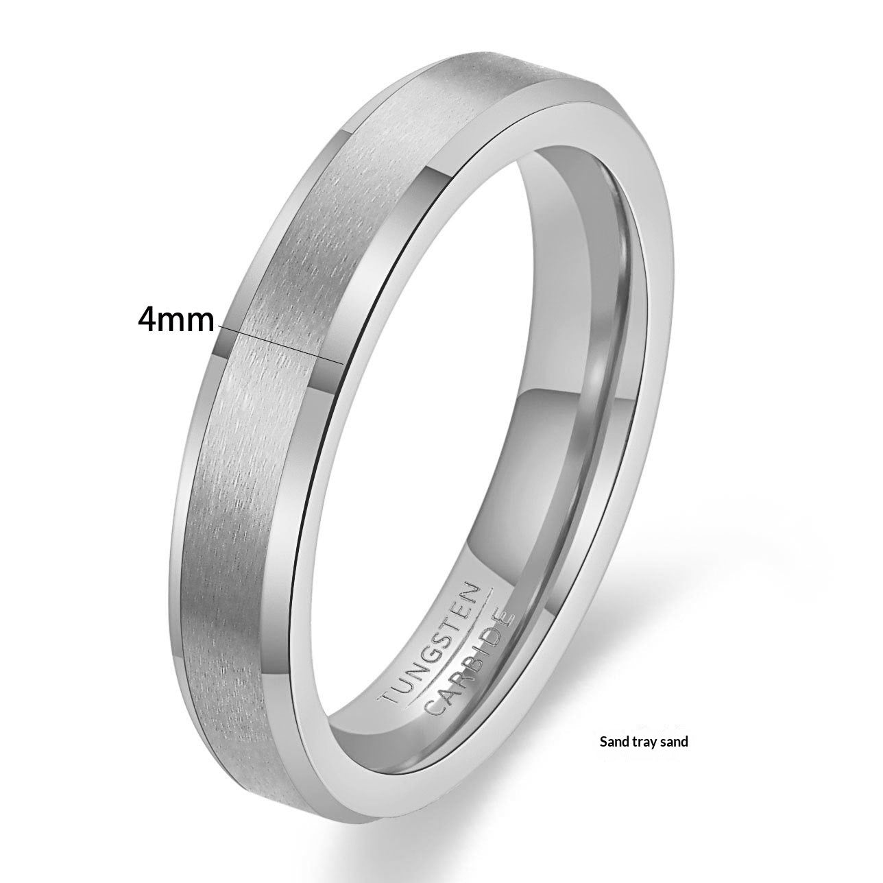 4mm Double-beveled Fashionable Matte Tungsten Steel Stainless Steel