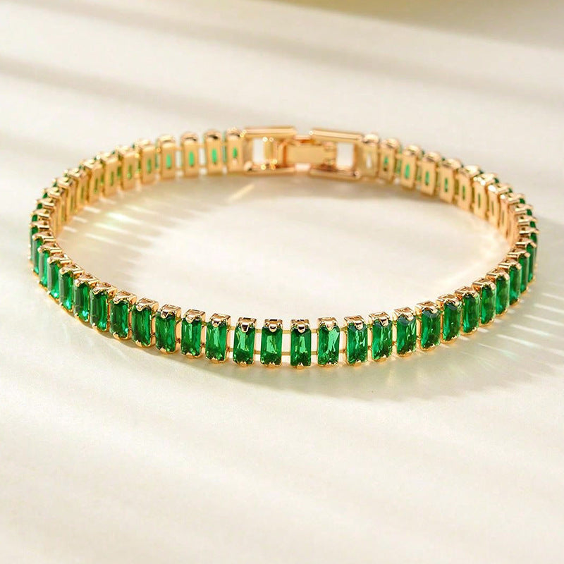 Men's And Women's Fashion Full Diamond Zirconia Double-row Tennis Chain Bracelet