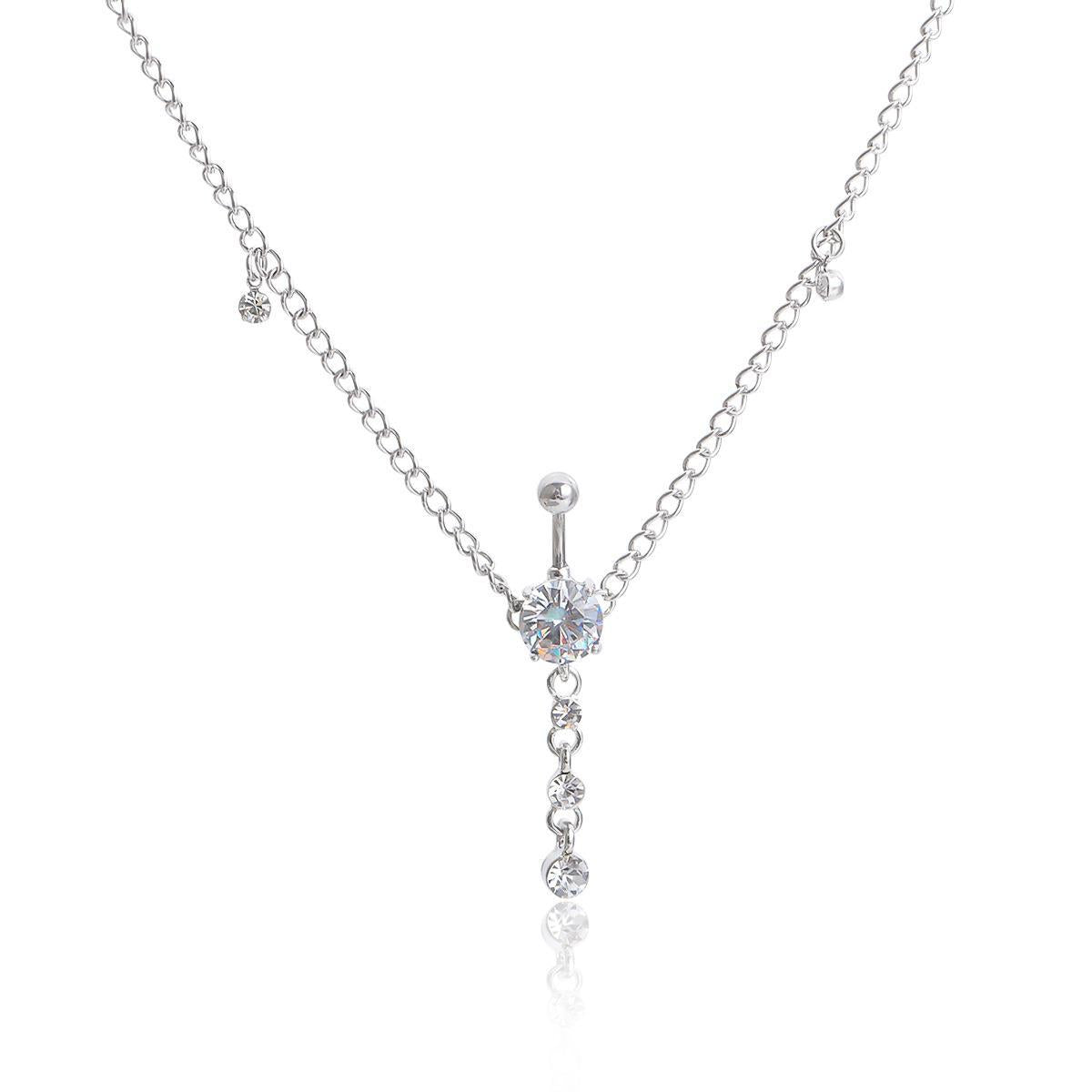 Sexy Minimalist Body Chains Human Body Perforated Zircon Navel Stud