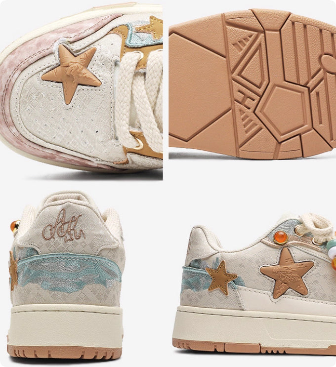 High-end Platform Platform Sneakers With Star Pattern For Couples