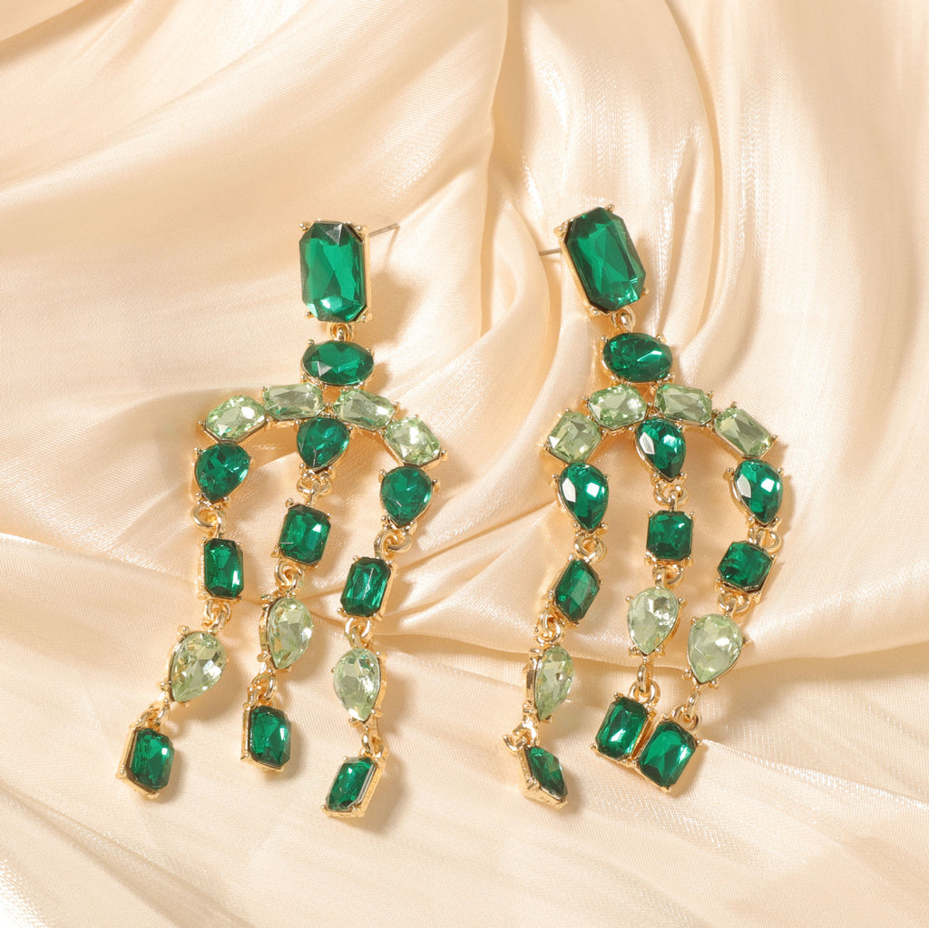 Exquisite Heavy-duty Full-drop Diamond Teardrop Fringe Earrings