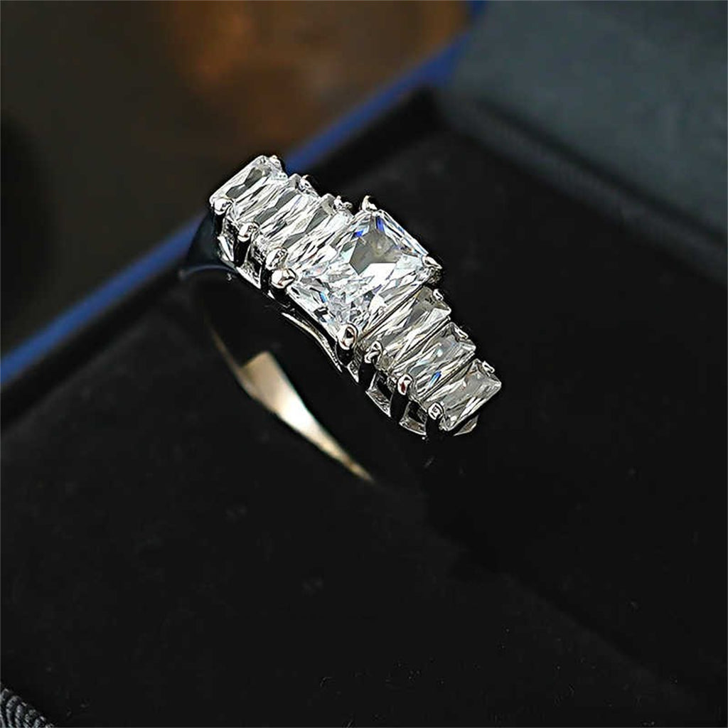 925 Silver Row Diamond Ring Finger
