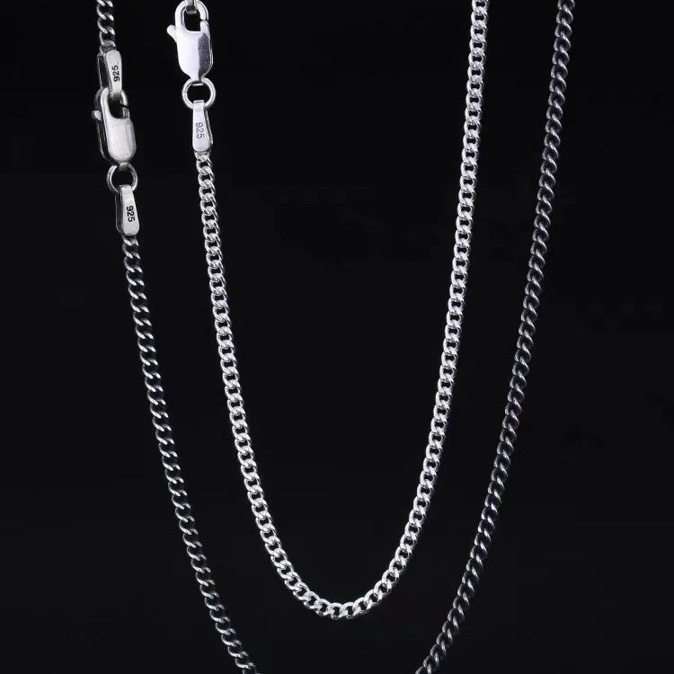 Aged-style Necklace 925 Sterling SilverMinimalist Unisex Delicate Cuban Link Chain