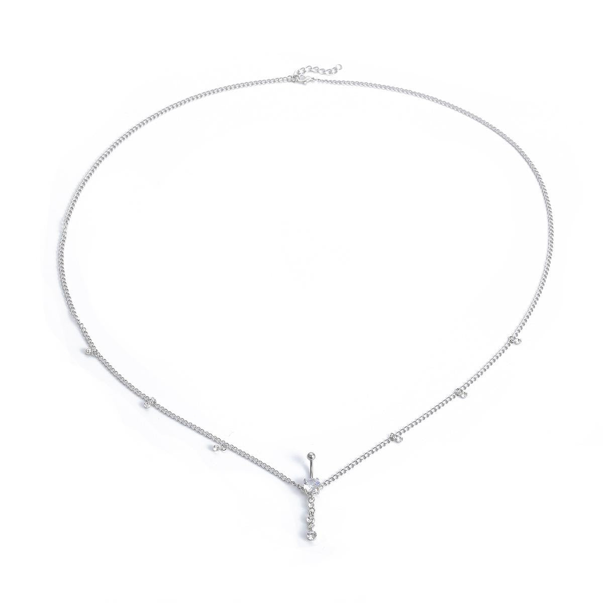 Sexy Minimalist Body Chains Human Body Perforated Zircon Navel Stud