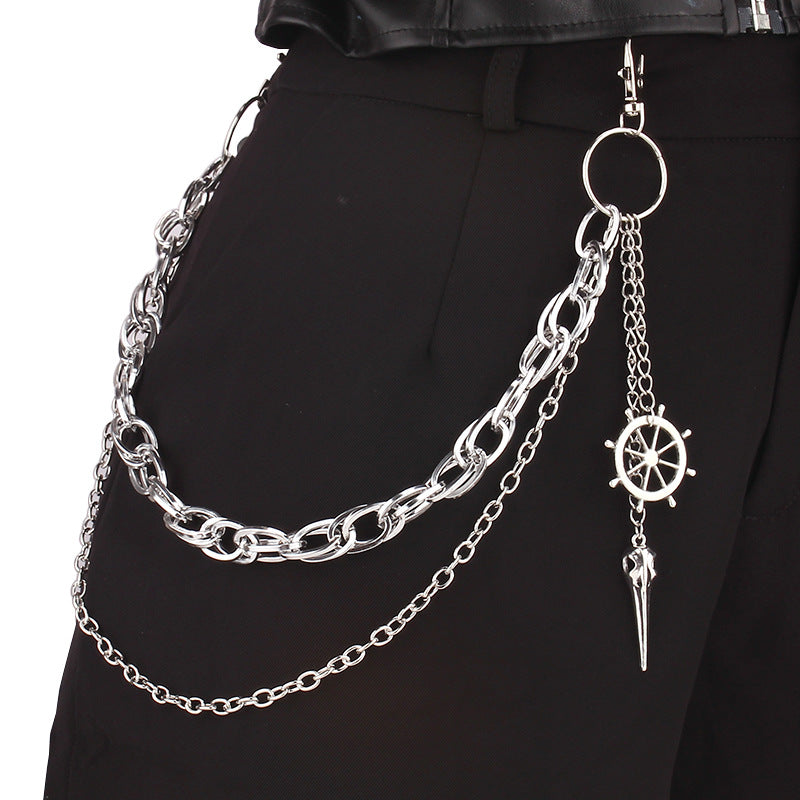 Halloween Gothic Dark Avian Head Pants Chain Pants Accessory