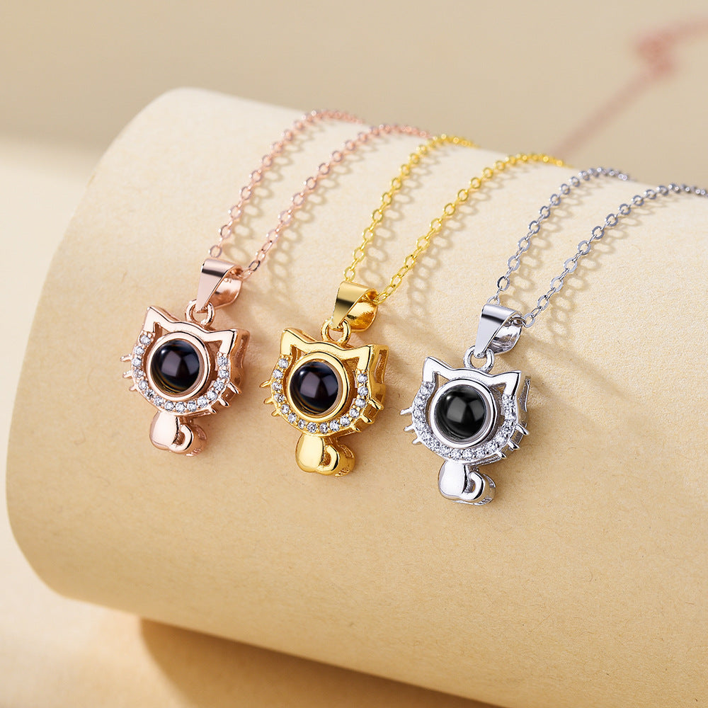 I Love Your Cat Photo Customized Projection Necklace