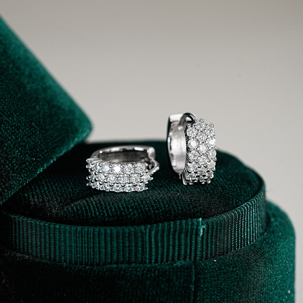 American Style 925 Sterling Silver Moissanite Earrings For Women, Asymmetrical Geometric