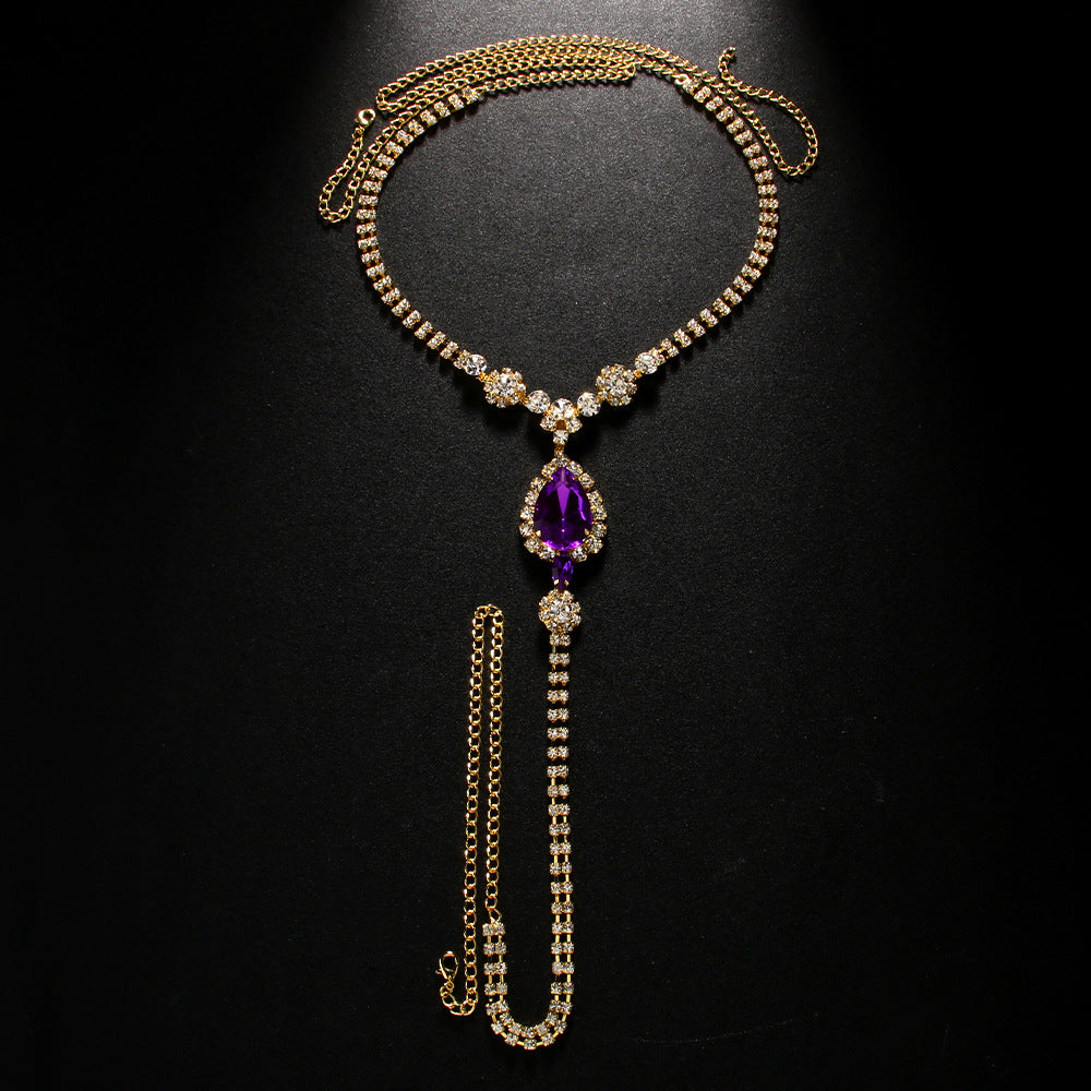 Purple Diamond Drop Underwear Chain Nightclub Sexy