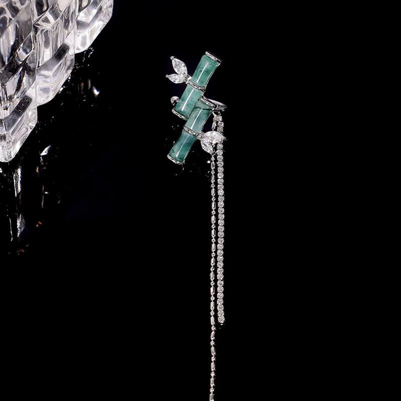 Female Versatile Double-layer Bamboo Tassel Ear Bone Clip