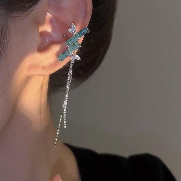 Female Versatile Double-layer Bamboo Tassel Ear Bone Clip