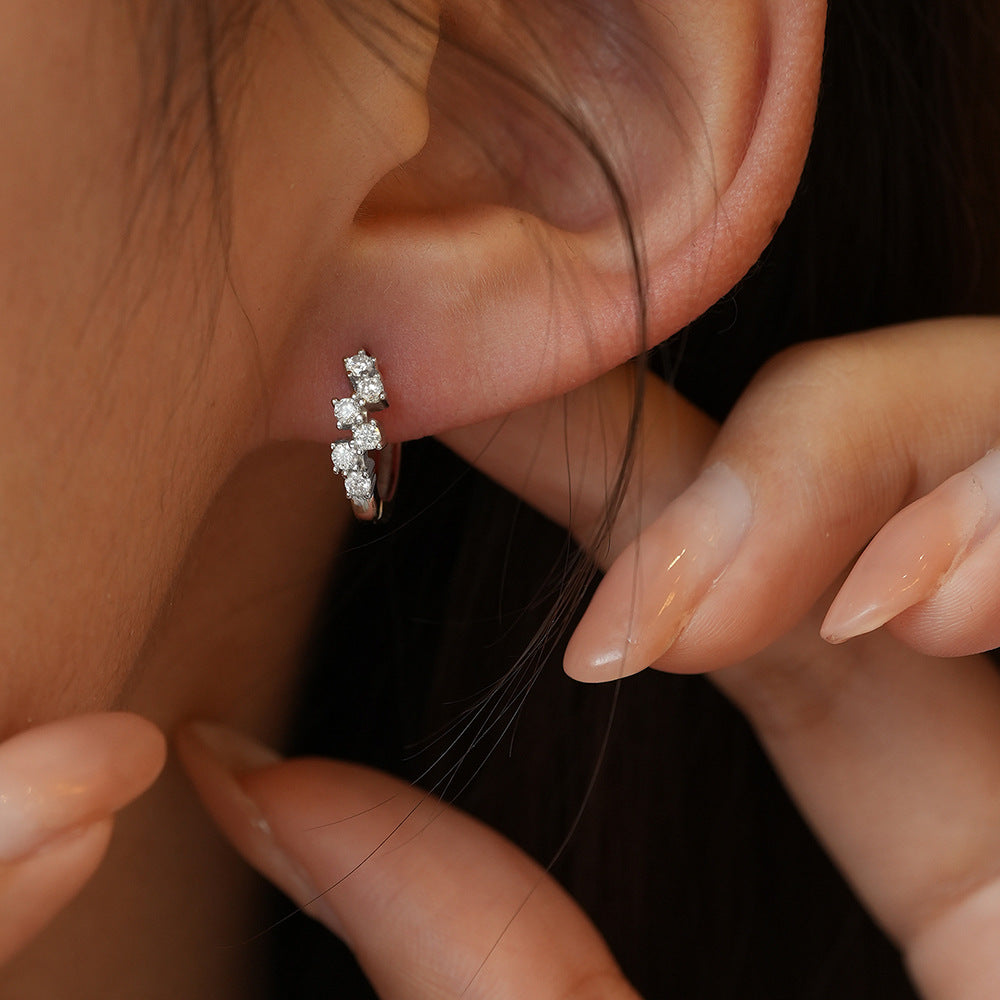 Hip-hop Hit S925 Sterling Silver Moissanite Earrings Square Geometry