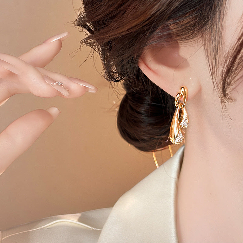 Irregular Gold Full-diamond Water-drop Earrings For Women