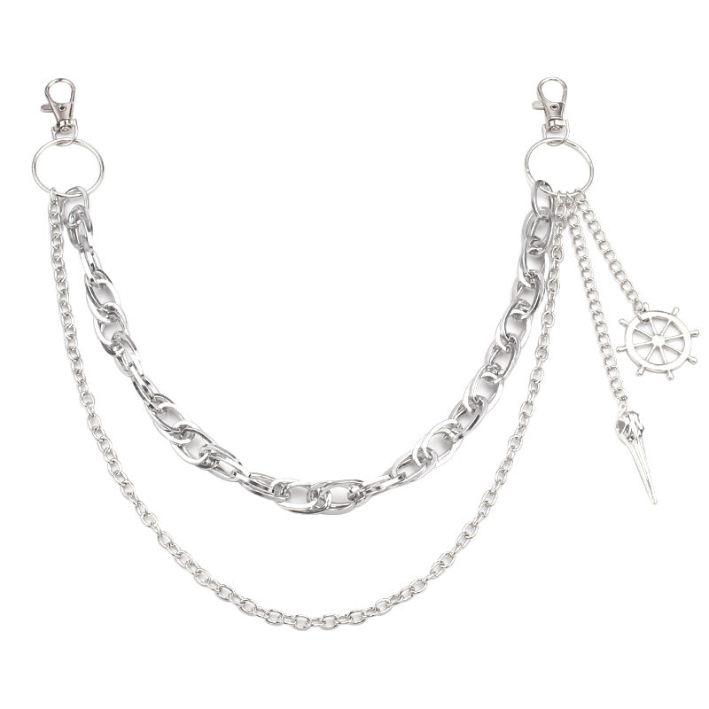 Halloween Gothic Dark Avian Head Pants Chain Pants Accessory