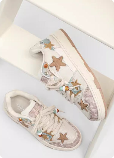 High-end Platform Platform Sneakers With Star Pattern For Couples