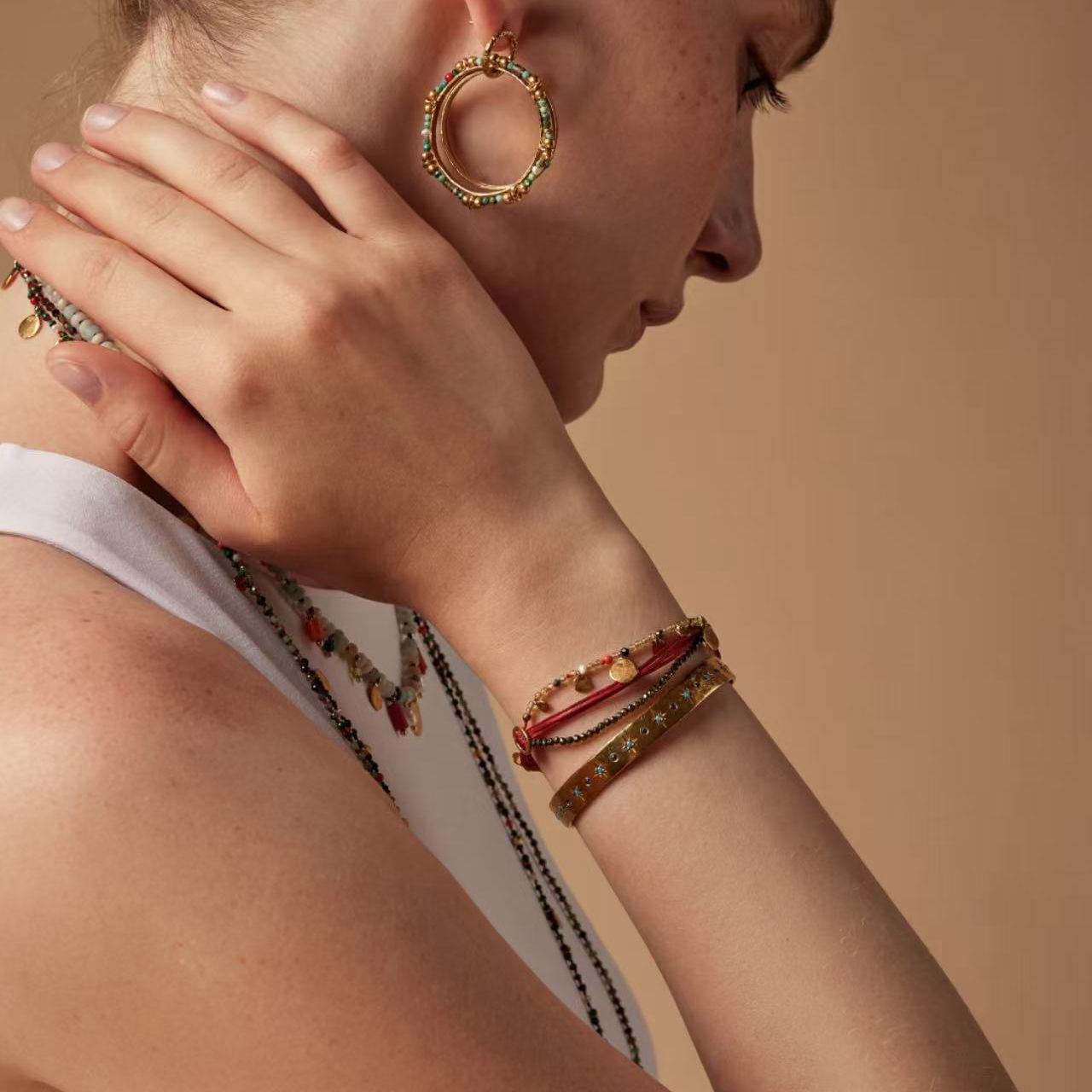 Hand-woven Natural Stone Bracelet For Women