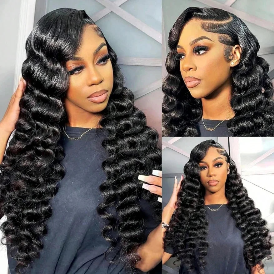 Deep Wave Human Hair Wig 13x4 Lace Front Wig For Women 200% Density Pre-Plucked With Baby Hair Transparent Lace Wig 22 Inch