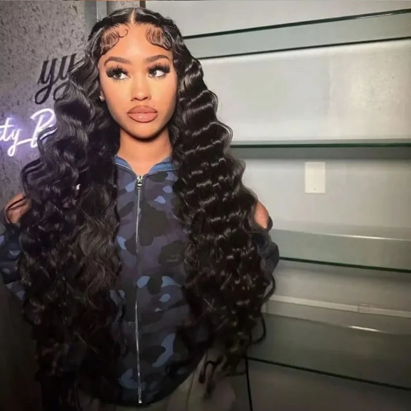 Deep Wave Human Hair Wig 13x4 Lace Front Wig For Women 200% Density Pre-Plucked With Baby Hair Transparent Lace Wig 22 Inch