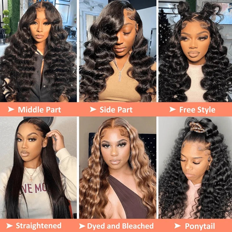 Deep Wave Human Hair Wig 13x4 Lace Front Wig For Women 200% Density Pre-Plucked With Baby Hair Transparent Lace Wig 22 Inch