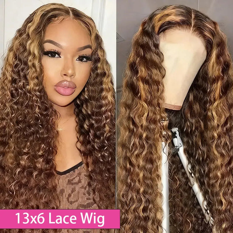 40 Inch Highlight Curly Human Hair Wig Water Wave Lace Frontal wigs Deep Wave 13x6 Hd Lace Front 100% Human Hair Pre Plucked Wig