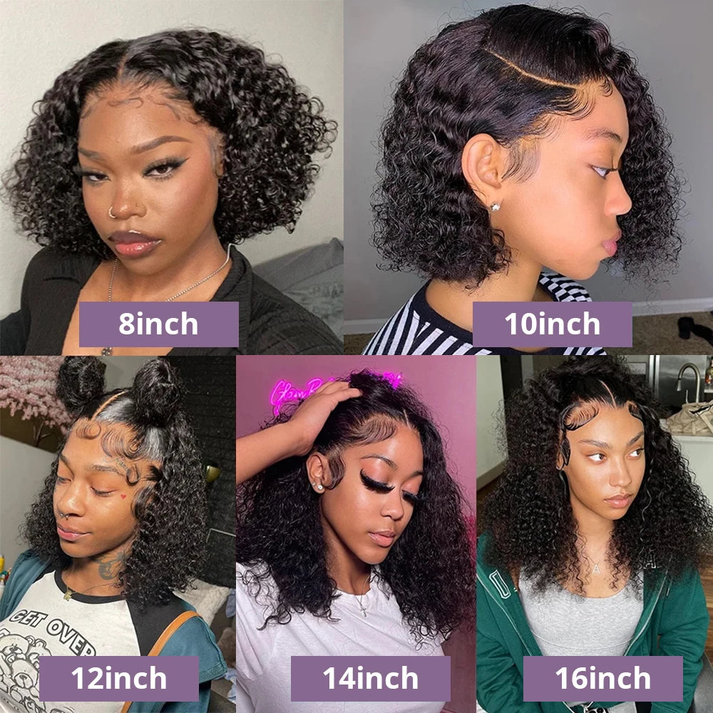 Pre Cut No Glue Deep Wave 13x4 Bob Wigs Curly 5x5 Glueless Wig Human Hair Ready To Go Lace Frontal Wigs For Women Pre Plucked