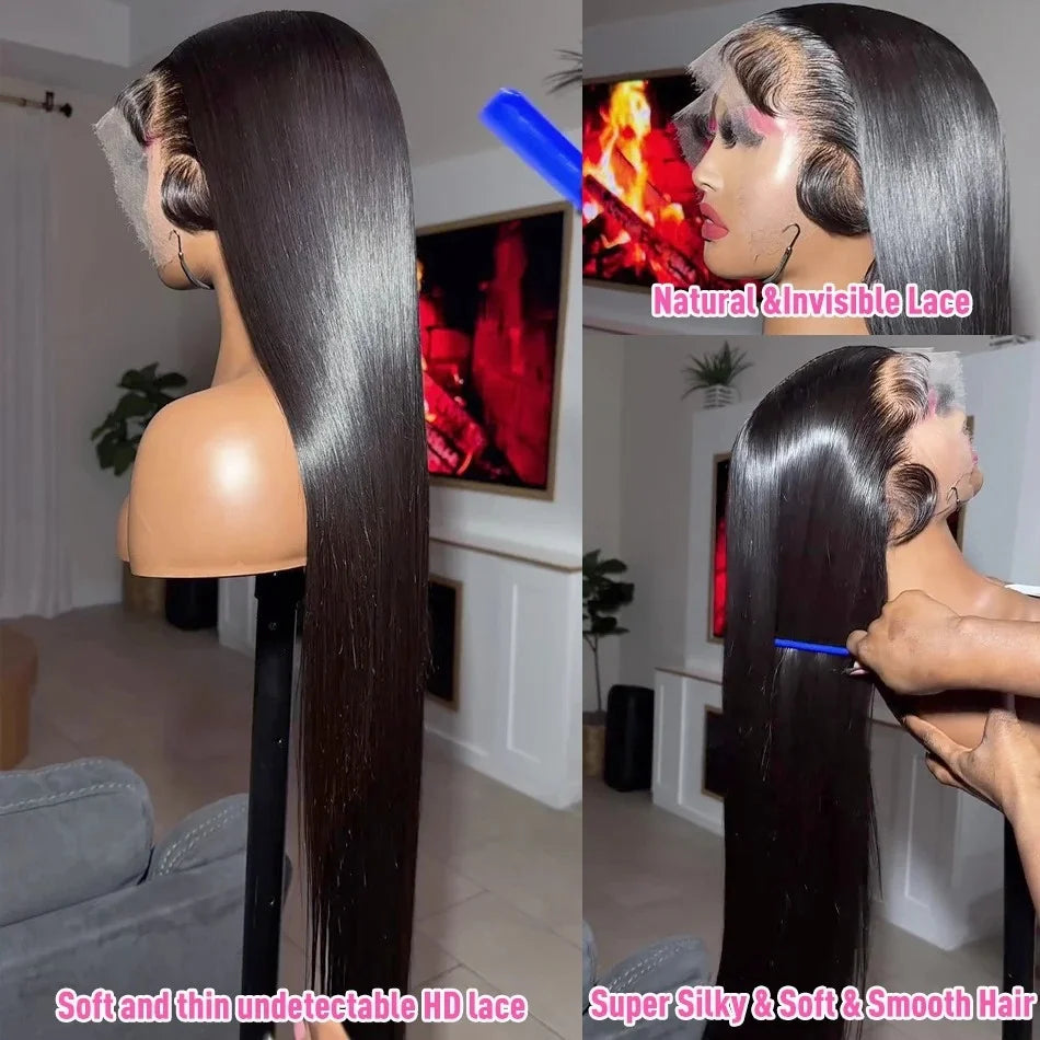 220% Density 30 36 Inch 13x4 13x6 HD Lace Frontal Human Hair Wigs Wear & Go 5x5 Glueless Silky Bone Straight Lace Front Remy Wig