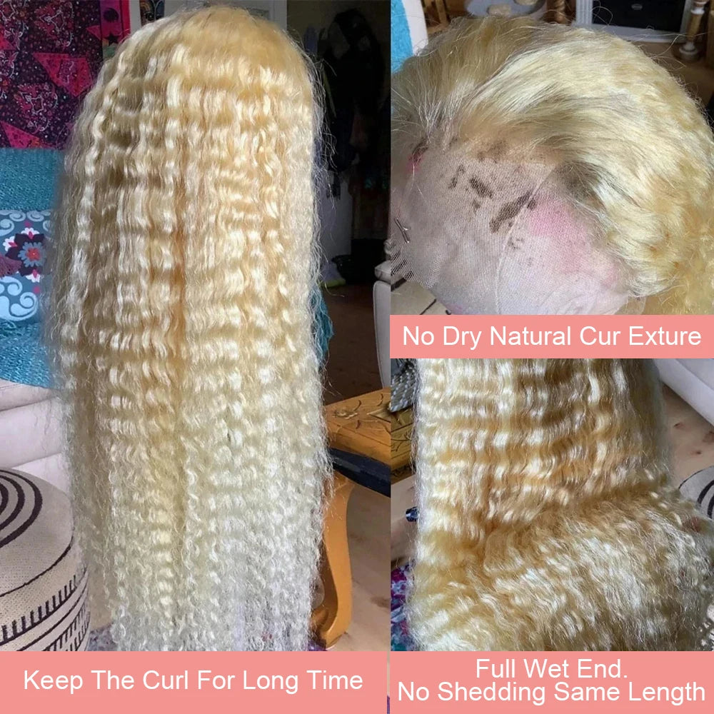 613 Curly Honey Blonde Lace Front Human Hair Wigs Loose Deep Wave 13x6 13×4 HD Water Wave Color Transparent Lace Frontal Wigs