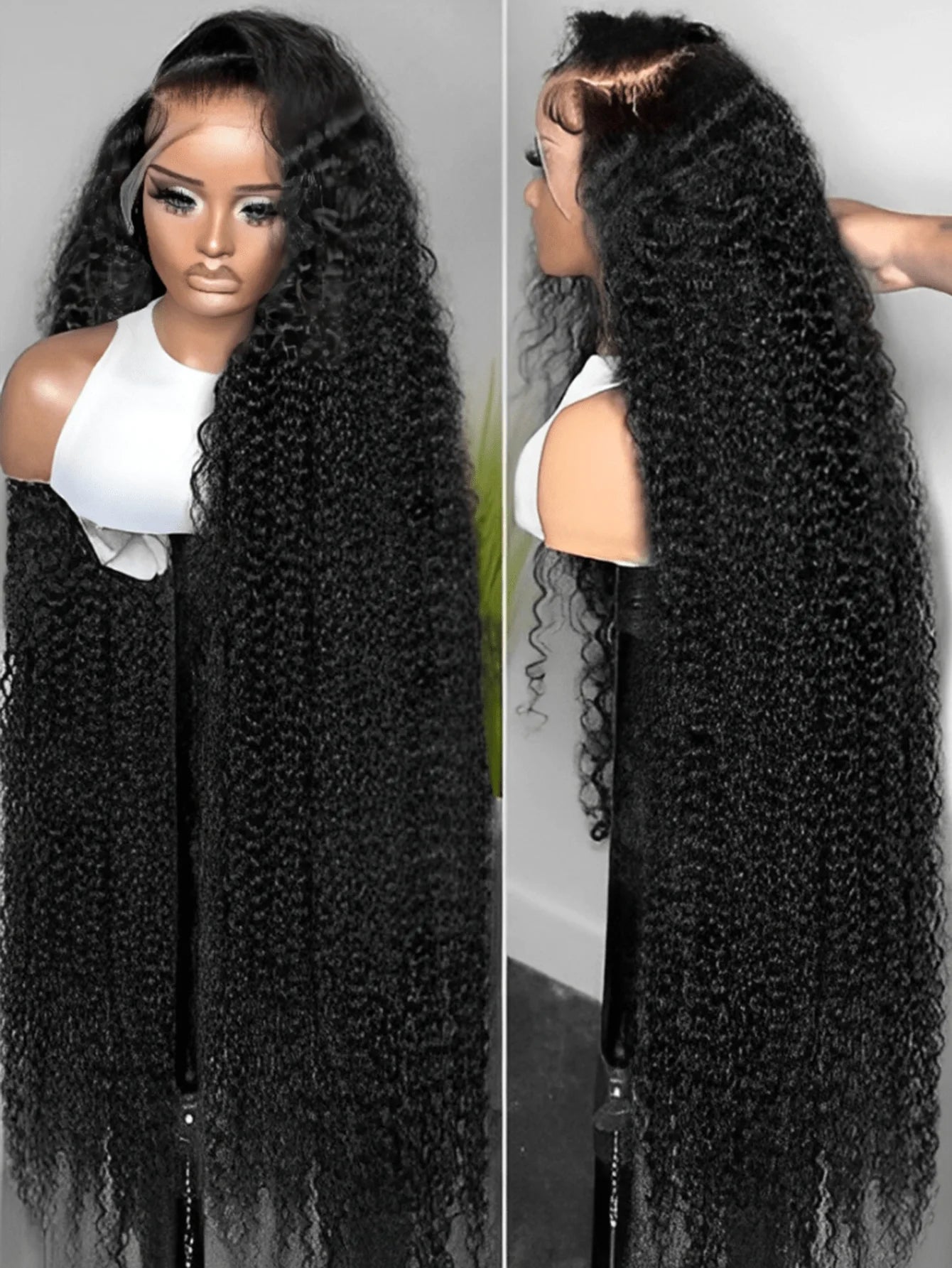 250% 13x4 Curly Lace Frontal Wigs Human Hair 250% Density Deep Wave Lace Front Wig Human Hair Transparent Lace Curly Wigs