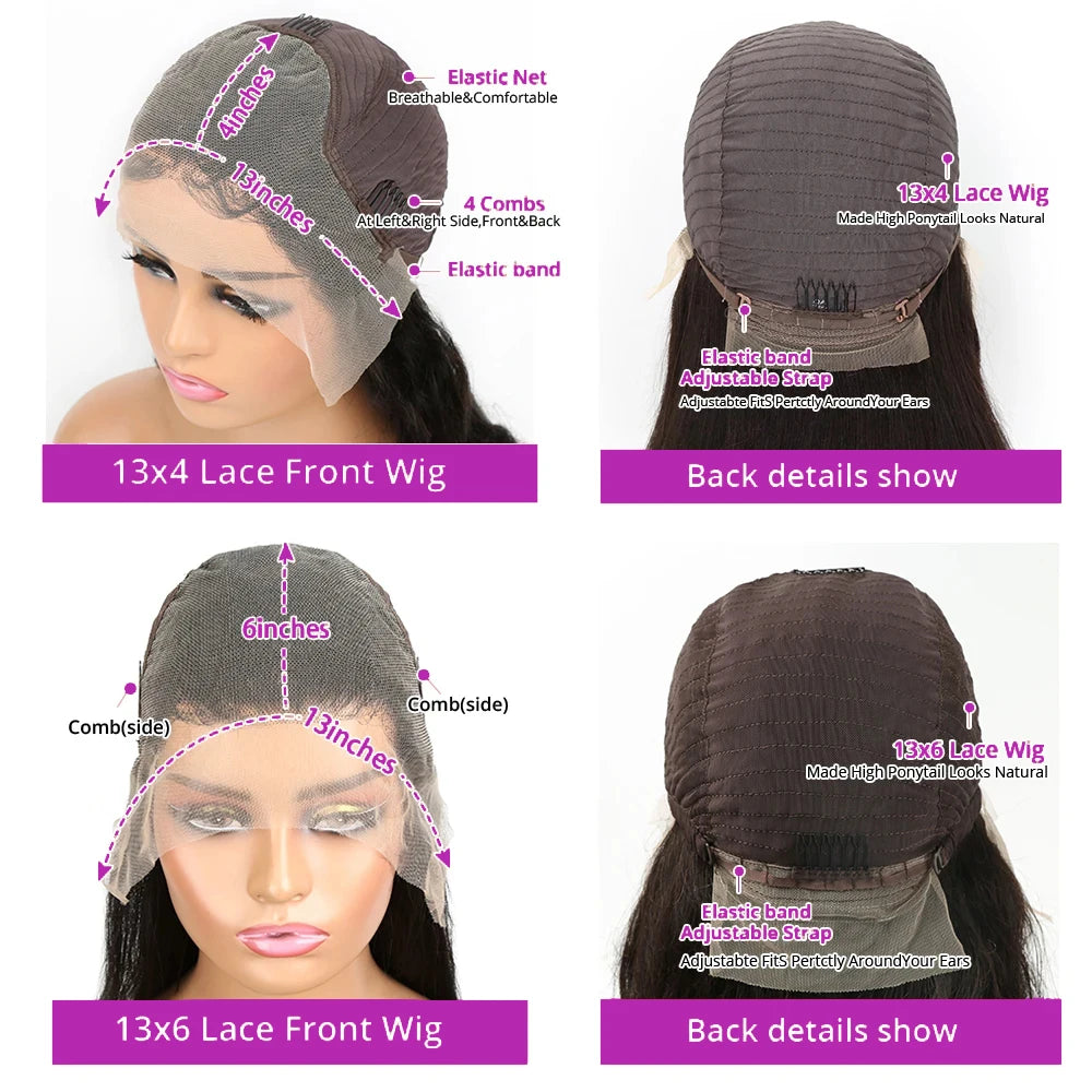 40 46 Inch Deep Wave Lace Frontal Wig 13x4 13x6 Hd Curly Human Hair Lace Front Wigs For Women Water Wave Lace Wigs 300 Density