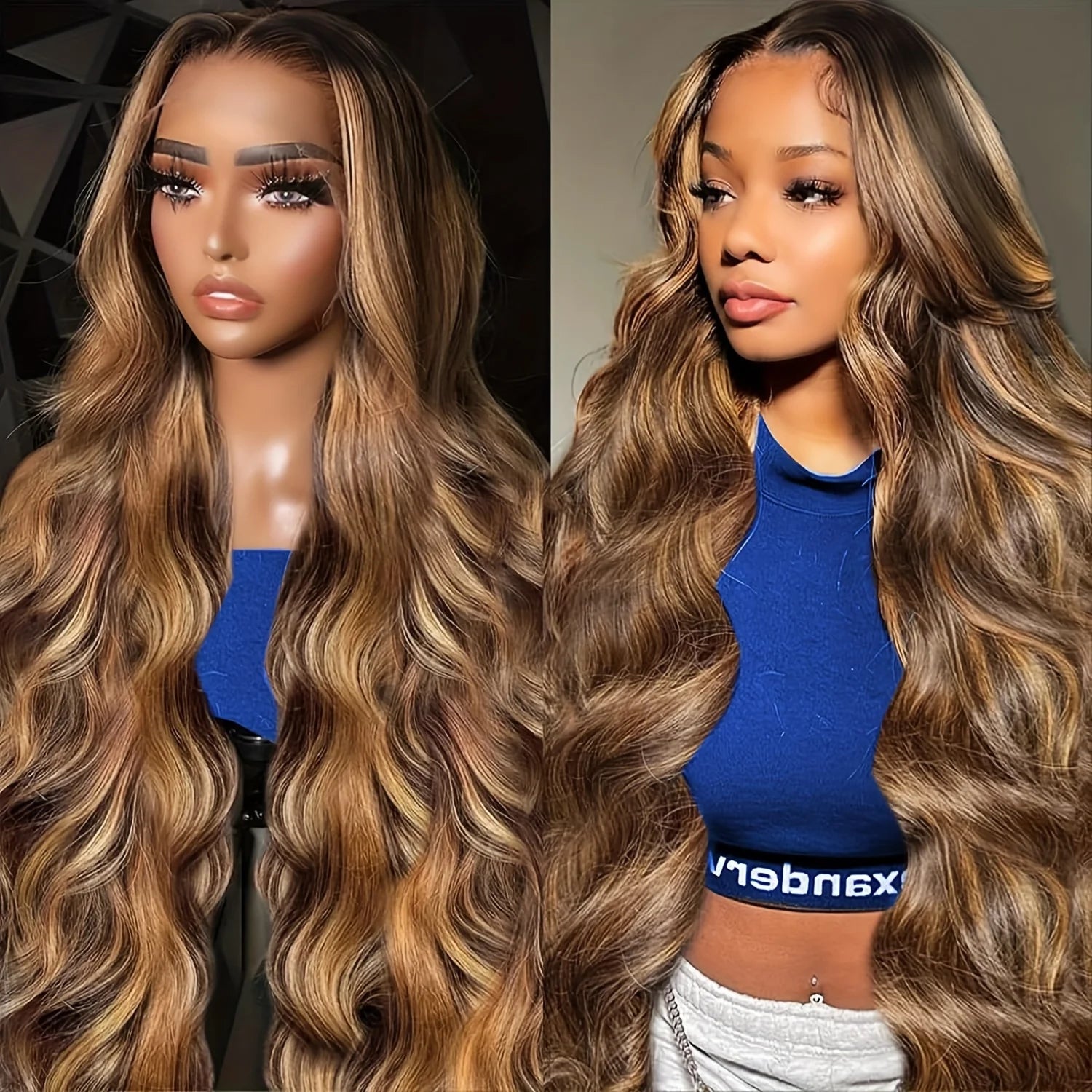 13x4 13x6 HD Lace Front Wigs 220% Density P4/27 Highlight Body Wave Human Hair Wigs 36 Inch Pre Plucked Brazilian Human wigs