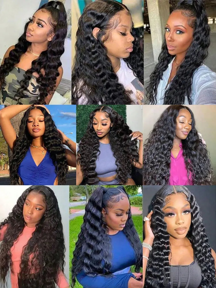 42 Inch 250% Density Deep Wave 13x6 HD Lace Front Human Hair Wig 5x5 Gluless Deep Wave Human Hair Wig PrePlucked With Baby Hair