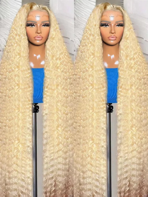 613 Curly Honey Blonde Lace Front Human Hair Wigs Loose Deep Wave 13x6 13×4 HD Water Wave Color Transparent Lace Frontal Wigs
