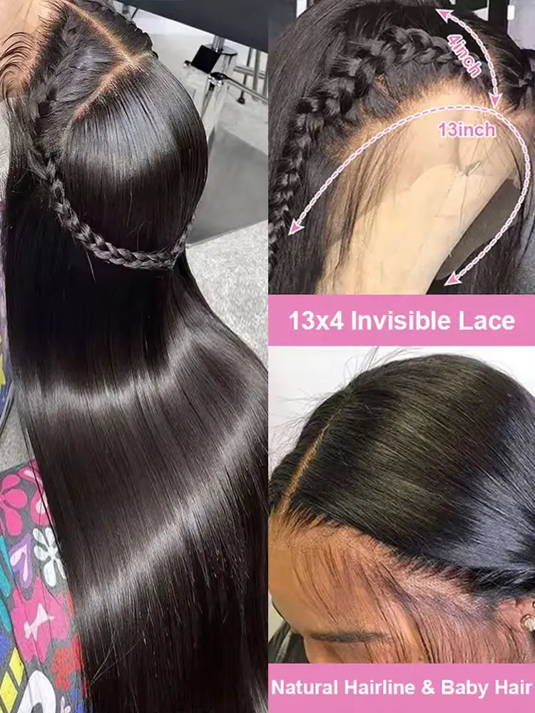 40 42 Inch 13x4 13x6 HD Transparent Bone Straight Lace Front Wigs 250% Brazilian Human Hair Wigs 5x5 Glueless Lace Closure Wigs