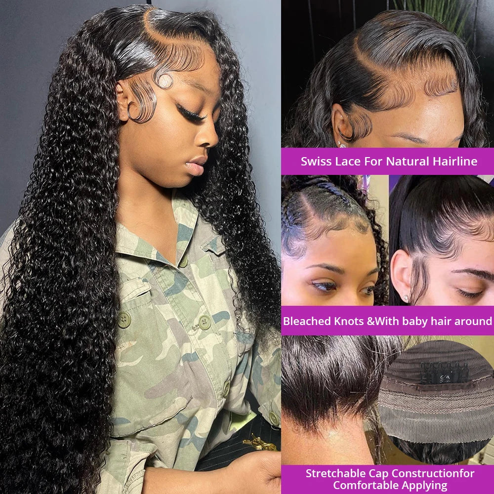 40 46 Inch Deep Wave 13x6 13x4 Hd Lace Front Human Hair Wig 250 Density Water Curly 360 Lace Frontal Wigs Human Hair For Women