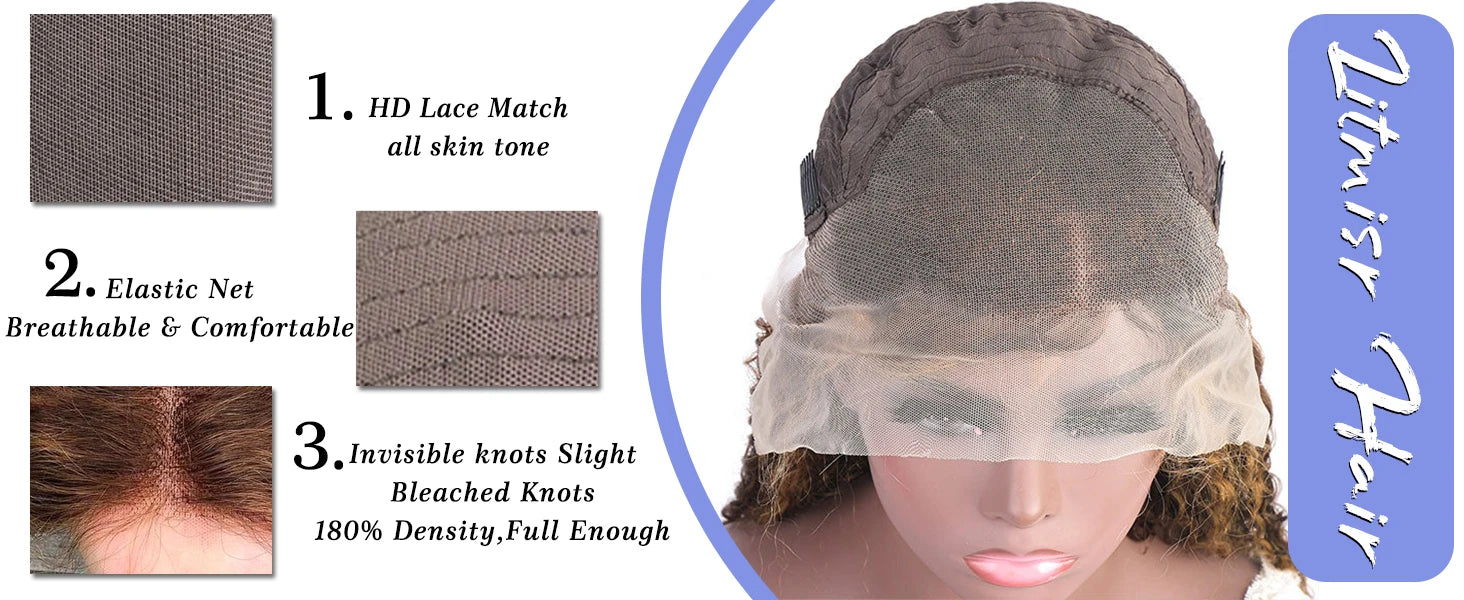 40 Inch Highlight Curly Human Hair Wig Water Wave Lace Frontal wigs Deep Wave 13x6 Hd Lace Front 100% Human Hair Pre Plucked Wig