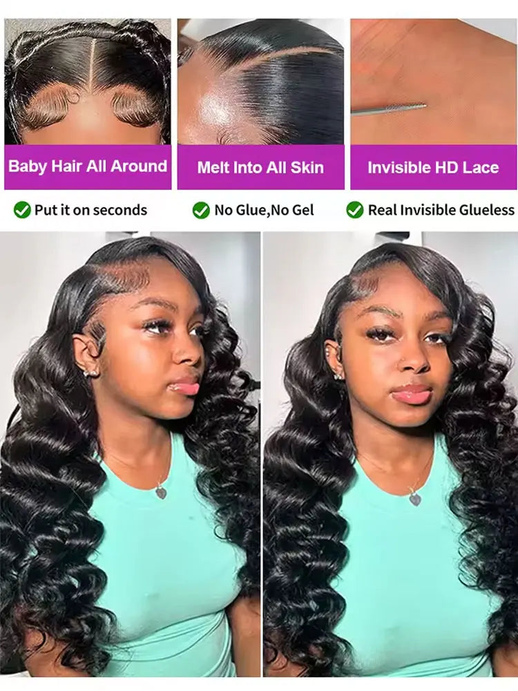 42 Inch 250% Density Deep Wave 13x6 HD Lace Front Human Hair Wig 5x5 Gluless Deep Wave Human Hair Wig PrePlucked With Baby Hair