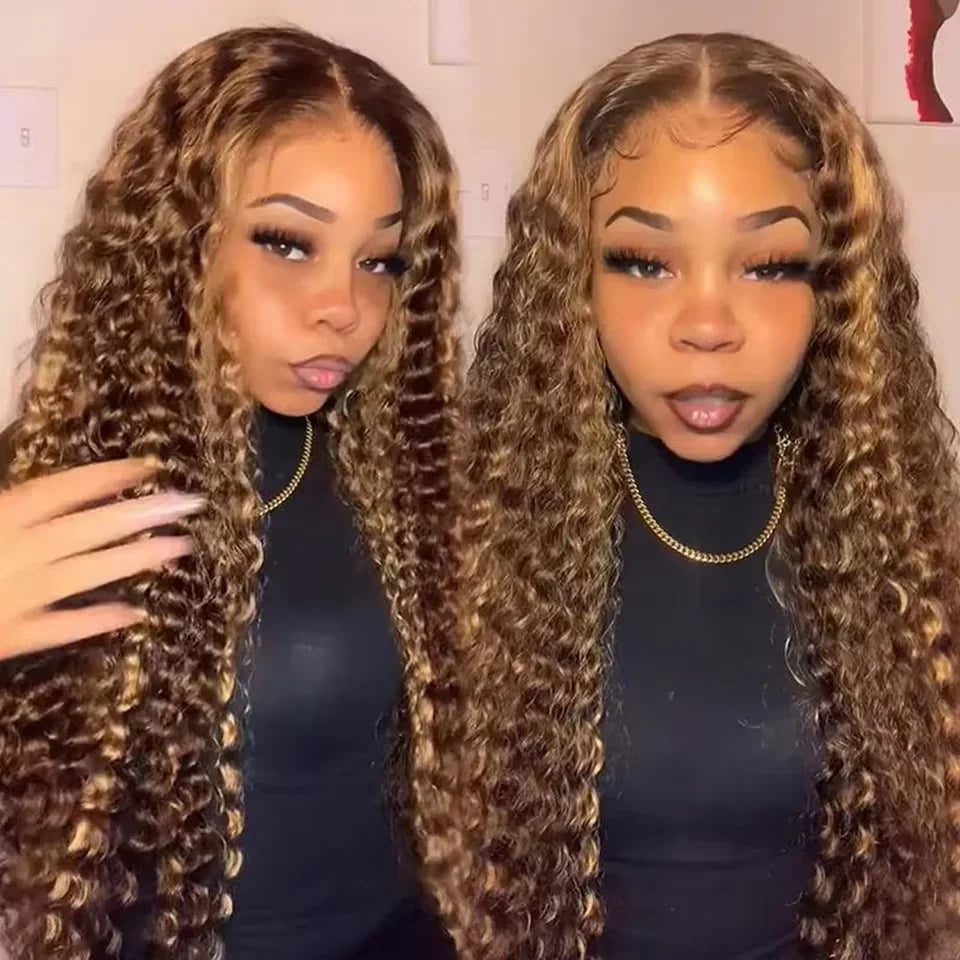 40 Inch Highlight Curly Human Hair Wig Water Wave Lace Frontal wigs Deep Wave 13x6 Hd Lace Front 100% Human Hair Pre Plucked Wig