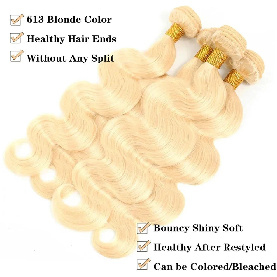 30 40 Inches 613 Honey Blonde Bundles 100% Human Hair Weave Bundles For Black Women Body Wave Bundles Human Hair Extension