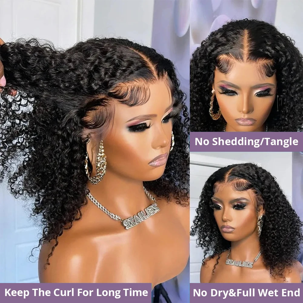 Pre Cut No Glue Deep Wave 13x4 Bob Wigs Curly 5x5 Glueless Wig Human Hair Ready To Go Lace Frontal Wigs For Women Pre Plucked