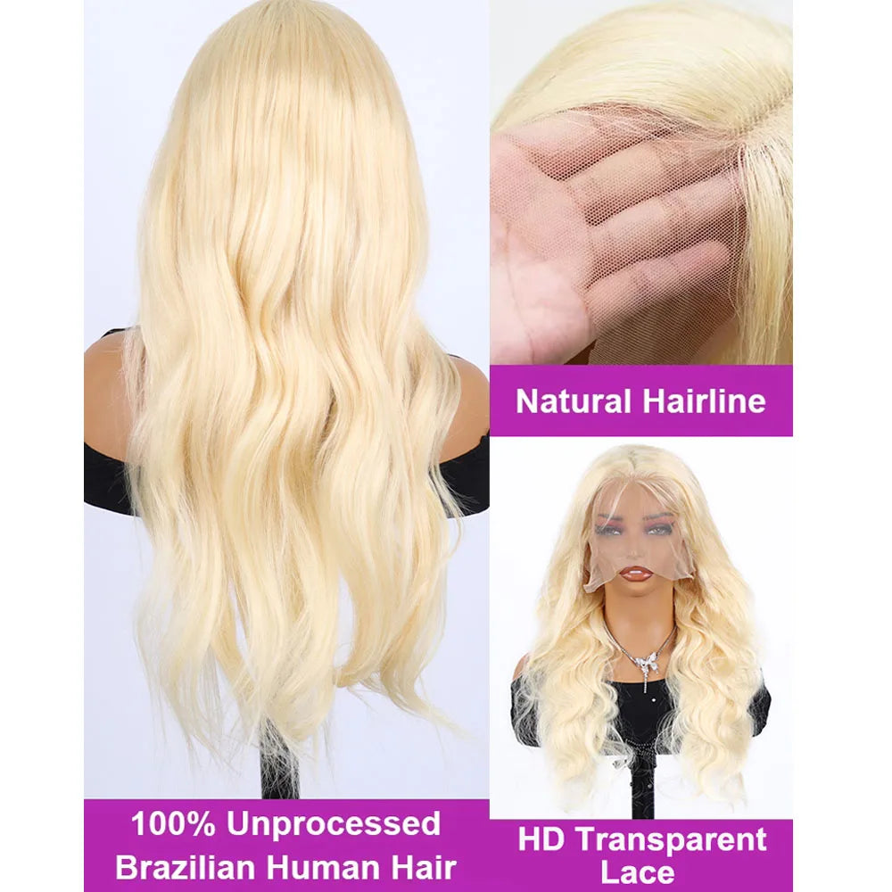 250 Density 613 HD Lace Frontal Wig 13x6 Transparent Colored Body Wave Human Hair Wig 13x4 Blonde Human Lace Front Wig