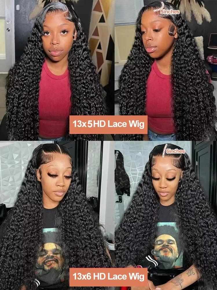 40 46 Inch Curly Human Hair Wig Deep Wave 13x6 Hd Lace Front 100% Human Hair Wigs For Black Women Lace Frontal Pre Plucked Wig