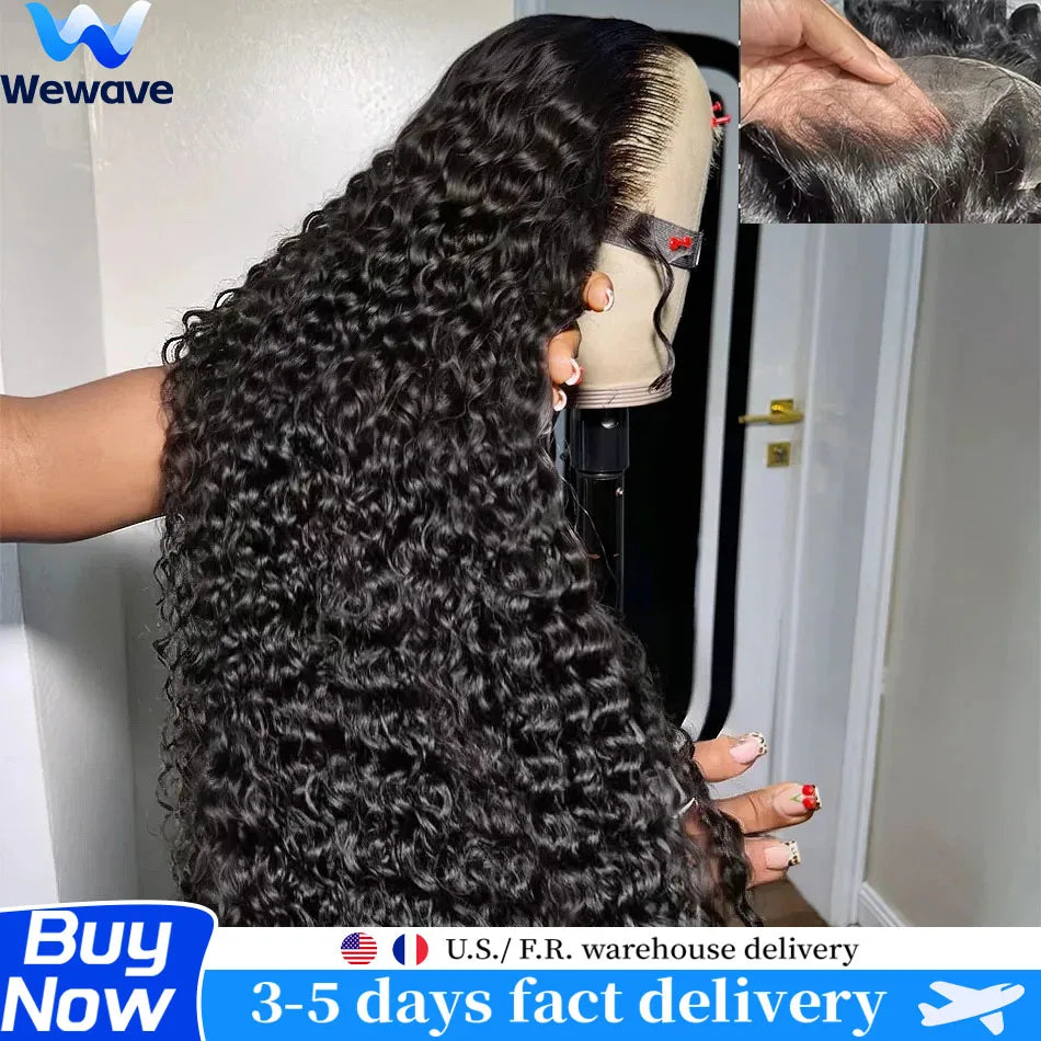 Wewave 13x6 Hd Lace Frontal Wig Water Wave Human Hair Wig Curly Wigs 1b Black Deep Wave Wigs Brazilian Hair Wigs Human Hair