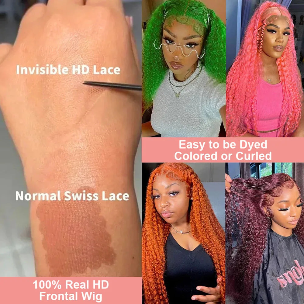 613 Curly Honey Blonde Lace Front Human Hair Wigs Loose Deep Wave 13x6 13×4 HD Water Wave Color Transparent Lace Frontal Wigs