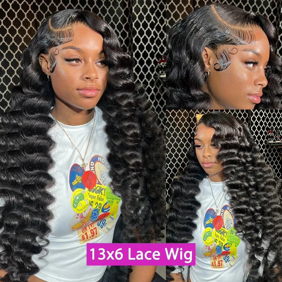 250% 30 40Inch Human Hair 13x6 HD Lace Frontal Wig Brazilian Loose Deep Wave Curly Human Hair 360 Full Lace Front Wig Preplucked