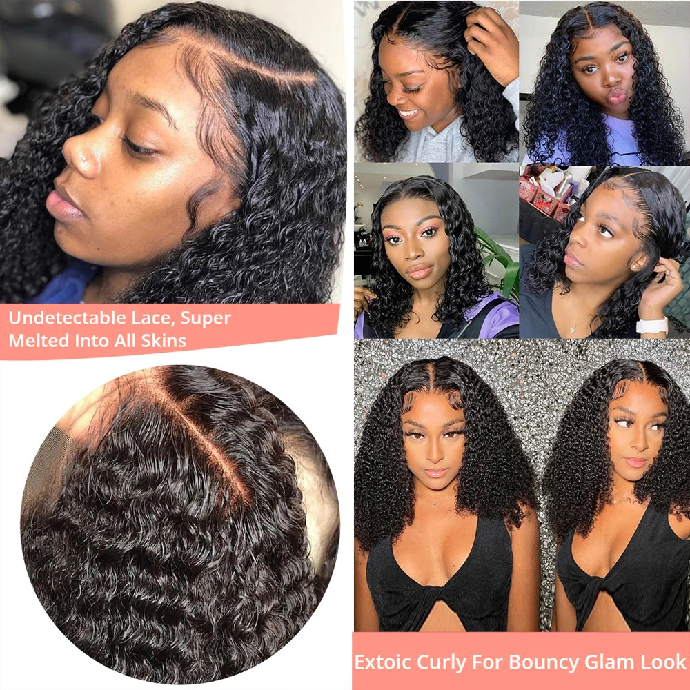 Pre Cut 7x5 Glueless Short bob Wigs Curly Human Hair Wig Deep Wave 13x4 13x6 Lace Front Human Hair Wig 250% HD Lace Frontal Wigs