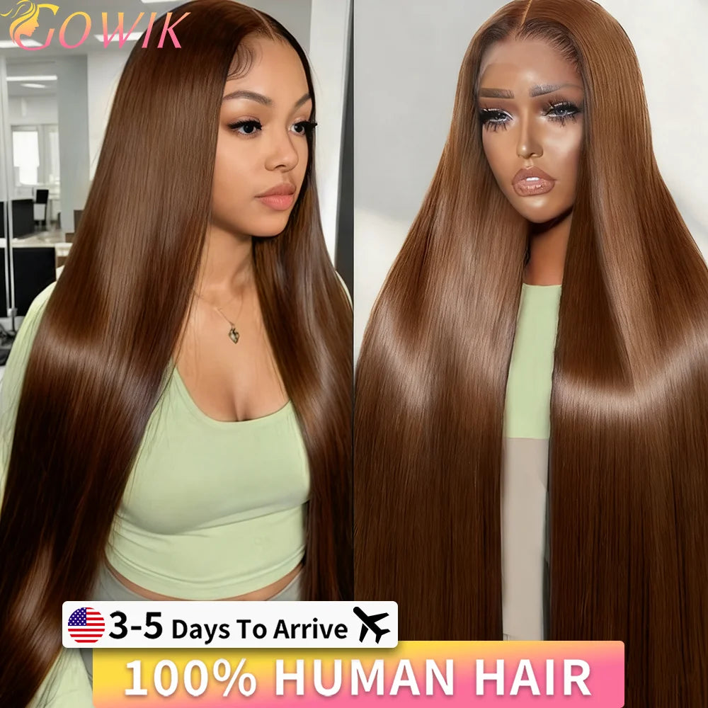 40 Inch Straight Chocolate Brown 13x6 Human Hair Wigs Hd Lace Front Wigs Pre Plucked 100% Real Human hair Wig For Black Women