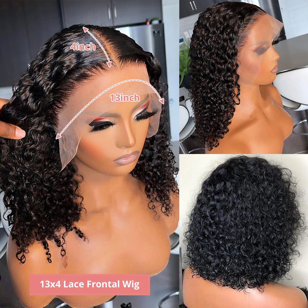 Pre Cut 7x5 Glueless Short bob Wigs Curly Human Hair Wig Deep Wave 13x4 13x6 Lace Front Human Hair Wig 250% HD Lace Frontal Wigs