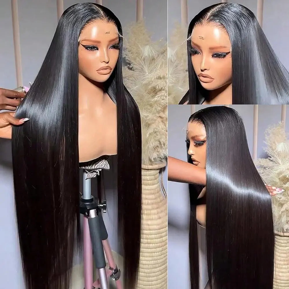 40 42 Inch 13x4 13x6 HD Transparent Bone Straight Lace Front Wigs 250% Brazilian Human Hair Wigs 5x5 Glueless Lace Closure Wigs