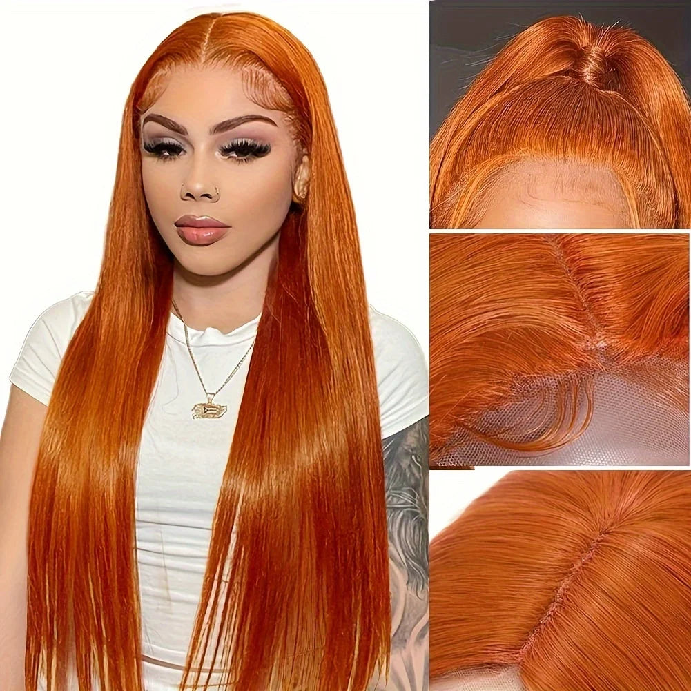 350 Ginger Straight Human Hair Wigs 13X4 13X6 Hd Lace Frontal Wigs 220% Density Preplucked Brazilian Human Hair Wigs For Women