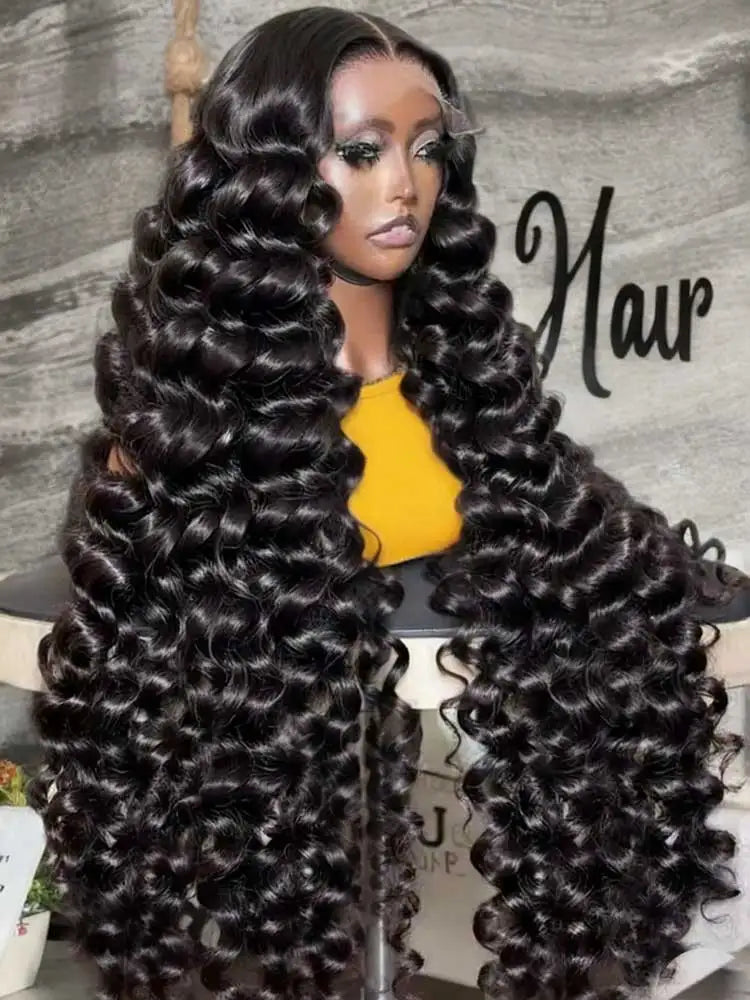 40 42 Inch HD Loose Deep Wave 13x6 Lace Front Human Hair Wigs Brazilian Curly Water Wavy 13x4 Lace Frontal Wigs For Women 250%